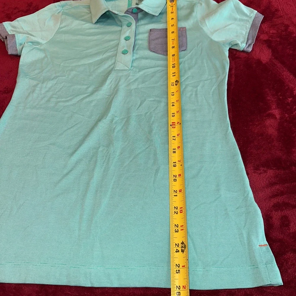 Nike Golf Sport Womens Dri-FIT‎ Polo Shirt Mint Green Stripe Pocket 518051-395 M